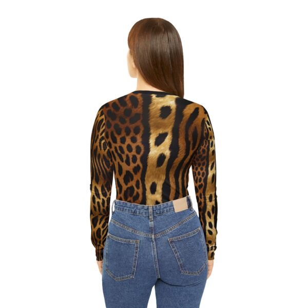 LN&Co Signature Wild Leopard Print Long Sleeve V-Neck Shirt - Image 4